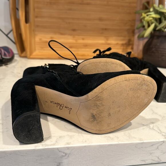 Sam Edelman Yvie Boot Black Suede lace up sexy avant-garde night out size 7 - Picture 9 of 10
